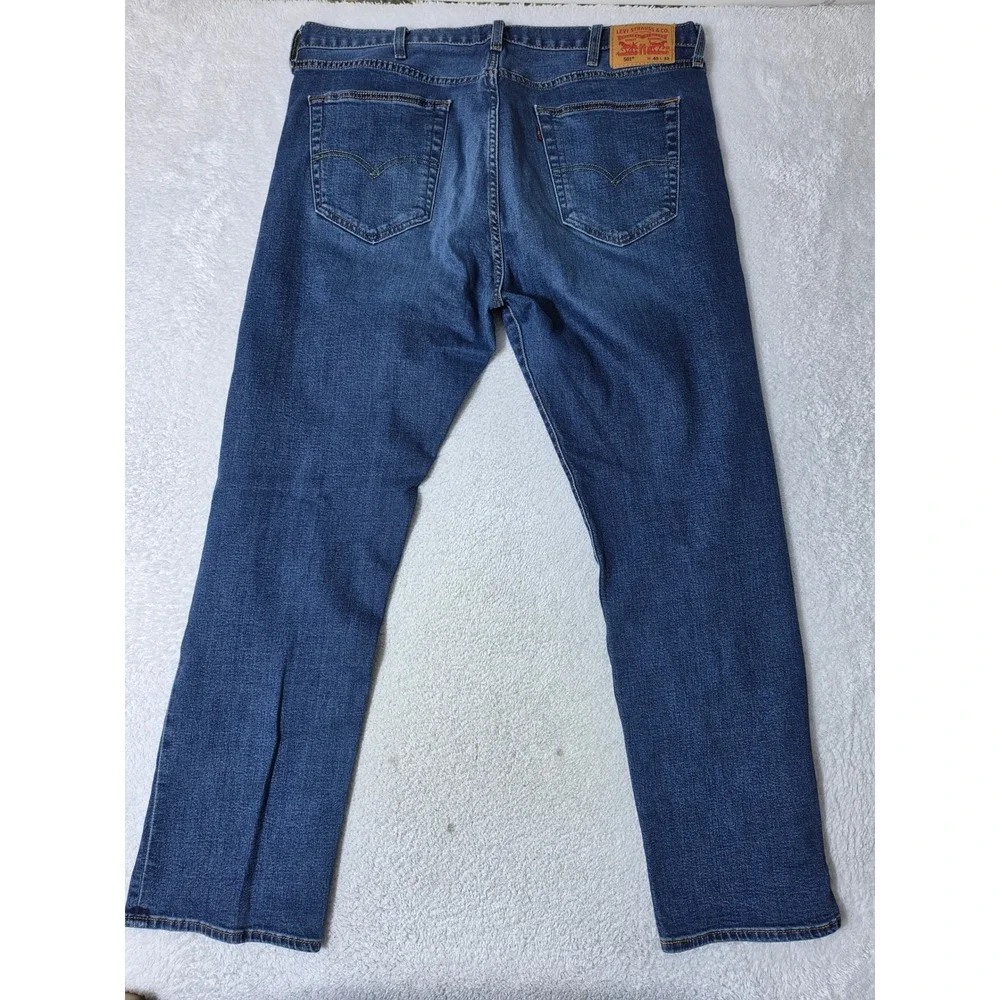 Levi 501 Original Mens 40/32 Jeans Blue Stretch Straight Leg Button Fly Denim